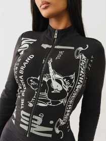 Zipper long sleeved shorts set