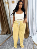 High waisted wide leg pants set