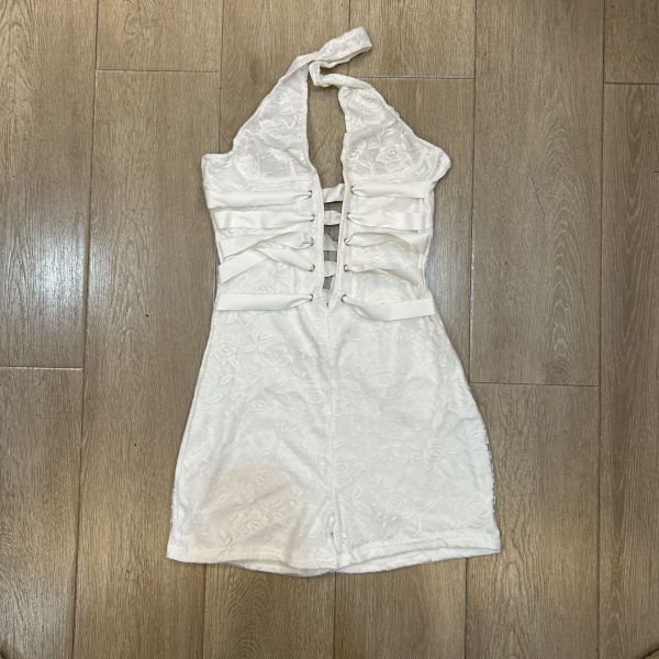 Mesh lace solid color jumpsuit