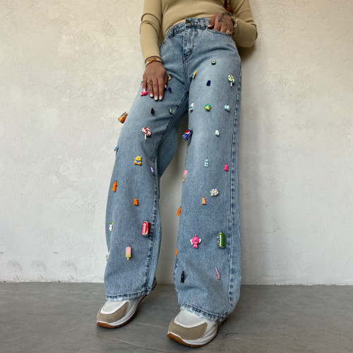 Pendant jeans high waist narrow straight leg jeans
