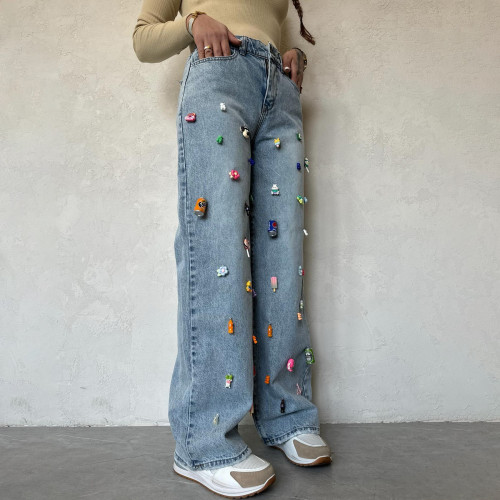 Pendant jeans high waist narrow straight leg jeans