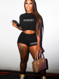 Printed round neck short sleeved shorts two-piece set