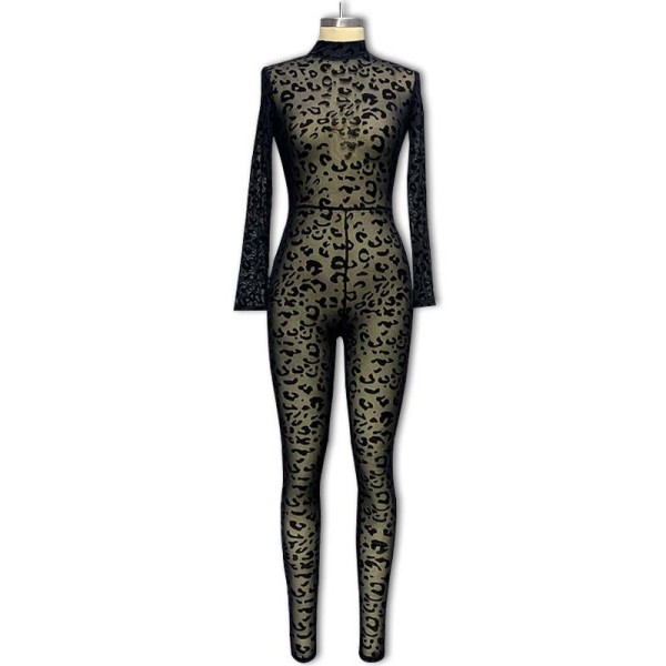 Long sleeved velvet see through jumpsuit