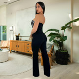 Hot stamping jumpsuit, strapless straight leg pants