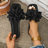 Wearing flat sandals over oversized slippers