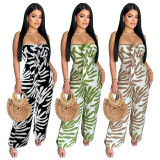 Embracing printed chest hugging collar slim fit jumpsuit