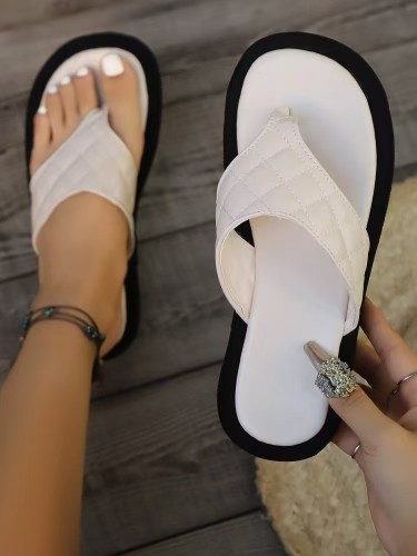 Large thick soled herringbone slippers