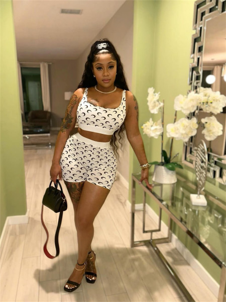 Moon print vest top shorts set