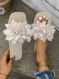 Wearing flat sandals over oversized slippers