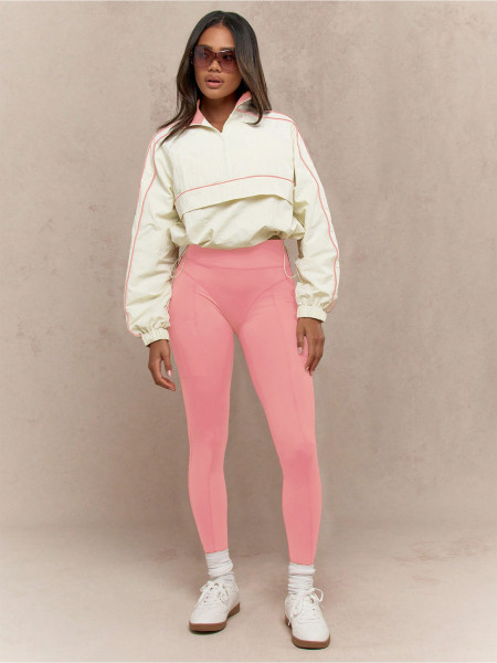 Drawstring waist nylon top yoga pants two-piece set