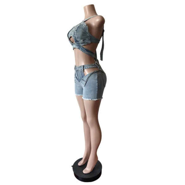 Strapless elastic shorts set with straps