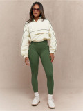 Drawstring waist nylon top yoga pants two-piece set