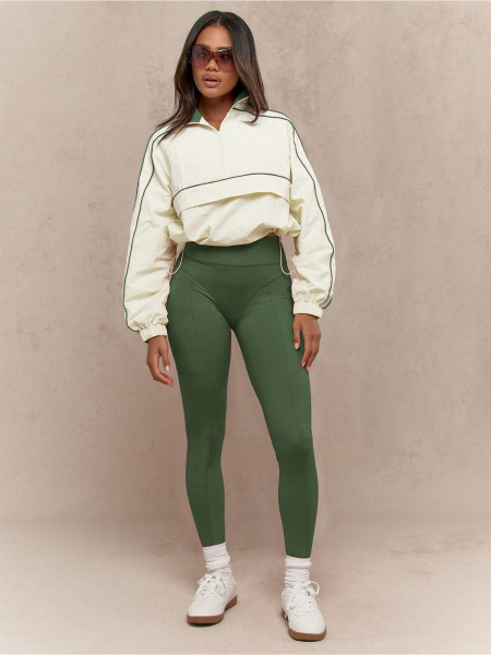 Drawstring waist nylon top yoga pants two-piece set