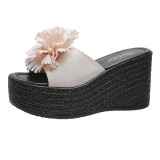 Slope heel plus plus plus size women's slippers