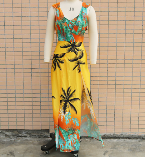 Small vest+sleeveless backless dress two-piece set