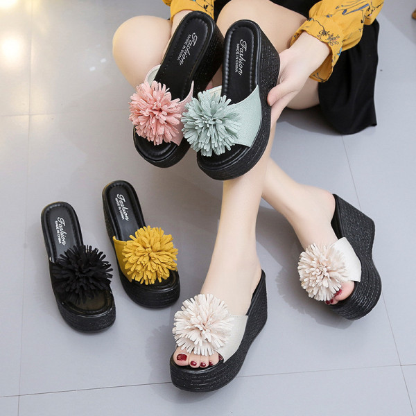 Slope heel plus plus plus size women's slippers