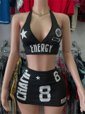 Beach Strap Neck Top Short Skirt Set