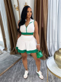 Zipper Sleeveless Top Waist Skirt Set