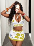 Beach Strap Neck Top Short Skirt Set