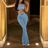 Sleeveless vest wide leg pants two-piece set