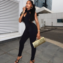 Hollow out tight fitting jumpsuit with exposed back and low waist, long jumpsuit