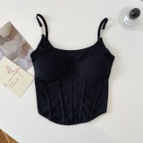 Strap vest with base, short sleeveless top with chest cushion, strapless
