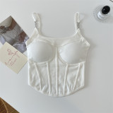 Strap vest with base, short sleeveless top with chest cushion, strapless