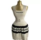 Striped U-neck sleeveless knit pleated jumpsuit short skirt