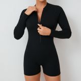 Hollow zipper sports backless quick drying jumpsuit