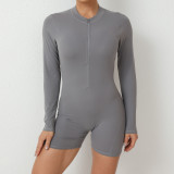 Hollow zipper sports backless quick drying jumpsuit
