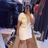 Short sleeved button knit dress