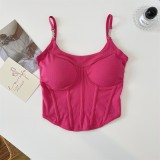 Strap vest with base, short sleeveless top with chest cushion, strapless