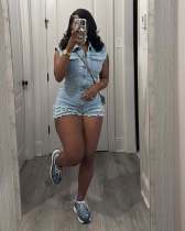 Elastic denim sleeveless slim fit jumpsuit Elastic denim sleeveless slim fit jumpsuit