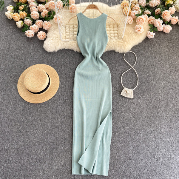 Twisted hollow out two-piece knitted dress