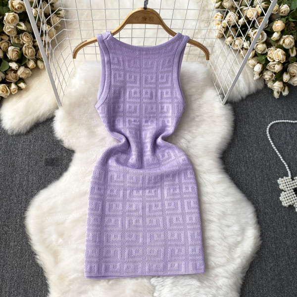 Waist hugging short knit dress with hip wrap