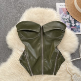 Strapless vest zipper short top