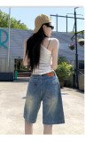 High waisted straight leg five quarter jeans and wide leg five quarter pants