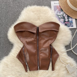 Strapless vest zipper short top