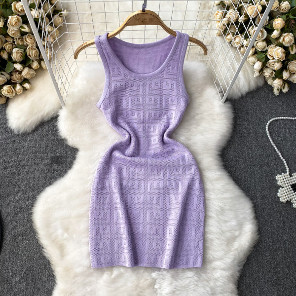 Waist hugging short knit dress with hip wrap