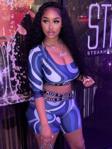 Fashion tight digital printed pants set FC1212