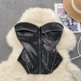 Strapless vest zipper short top