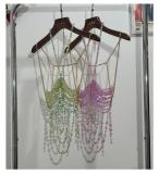 Pearl Body Chain Hoodie Hanging Neck and Outer Top