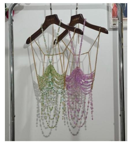 Pearl Body Chain Hoodie Hanging Neck and Outer Top