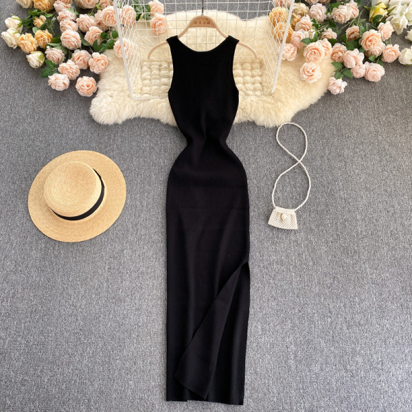 Twisted hollow out two-piece knitted dress