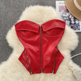 Strapless vest zipper short top