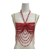 Pearl Body Chain Hoodie Hanging Neck and Outer Top