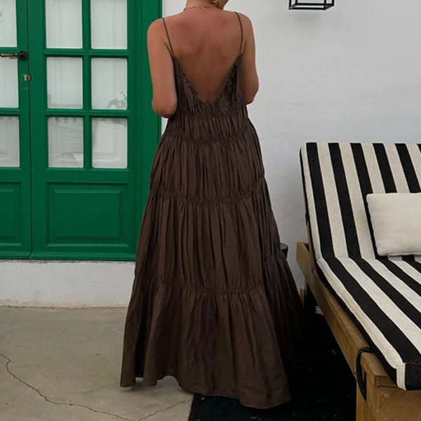 Solid color camisole long dress