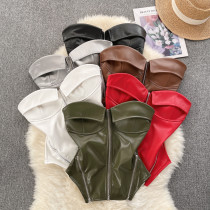 Strapless vest zipper short top Strapless vest zipper short top
