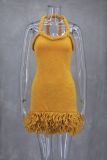 Hand woven Fried Dough Twists rope shoulder belt tassel skirt