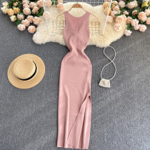 Twisted hollow out two-piece knitted dress